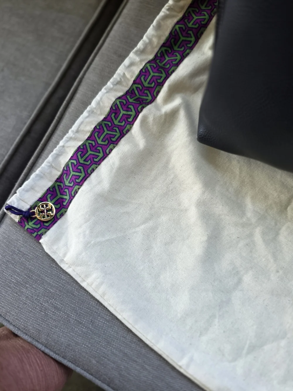 Tory Burch Black Leather Crossbody Bucket Bag with Multicolor Strap